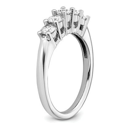 0.75ct. CZ Solid Real 14K White Gold 5-Stone Wedding Band Ring