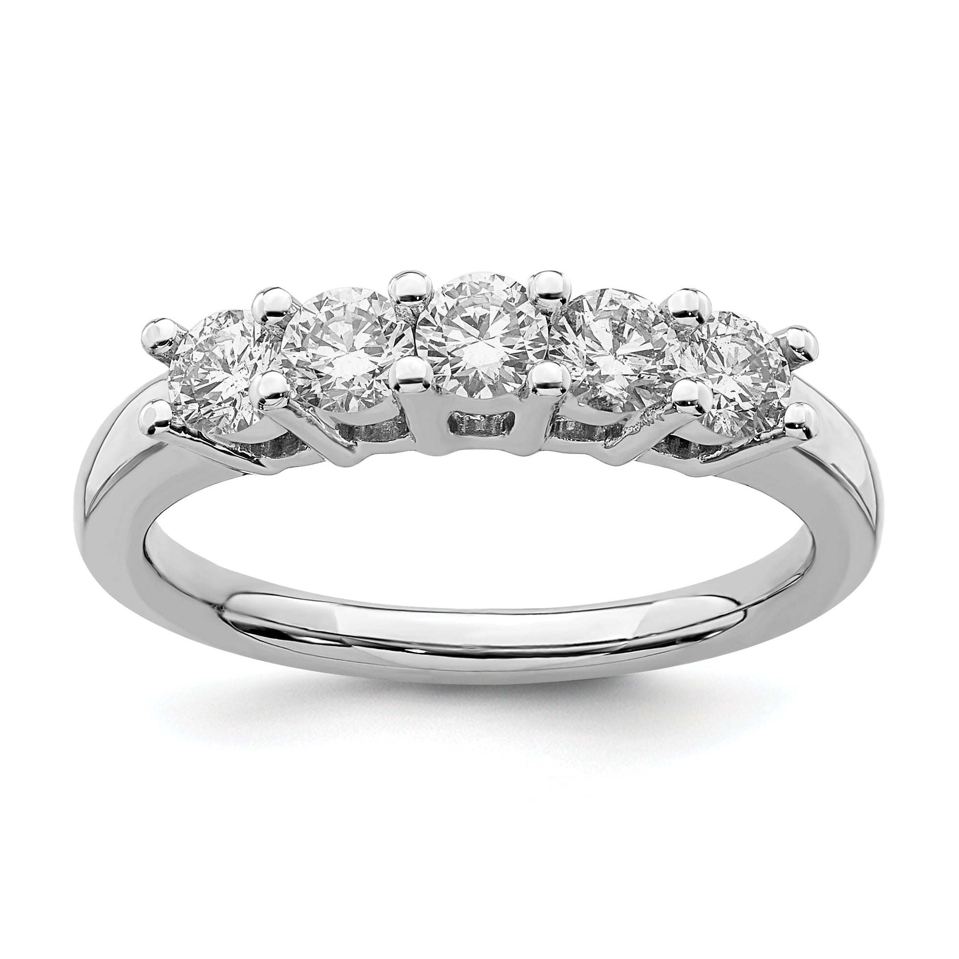 0.75ct. CZ Solid Real 14K White Gold 5-Stone Wedding Band Ring