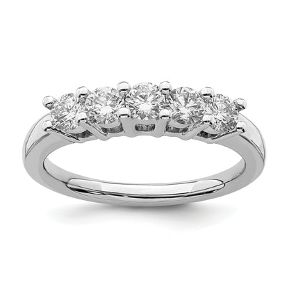 0.75ct. CZ Solid Real 14K White Gold 5-Stone Wedding Band Ring