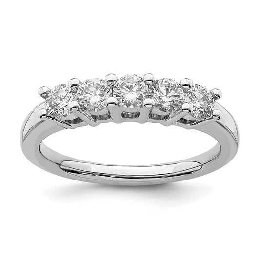 0.75ct. CZ Solid Real 14K White Gold 5-Stone Wedding Band Ring