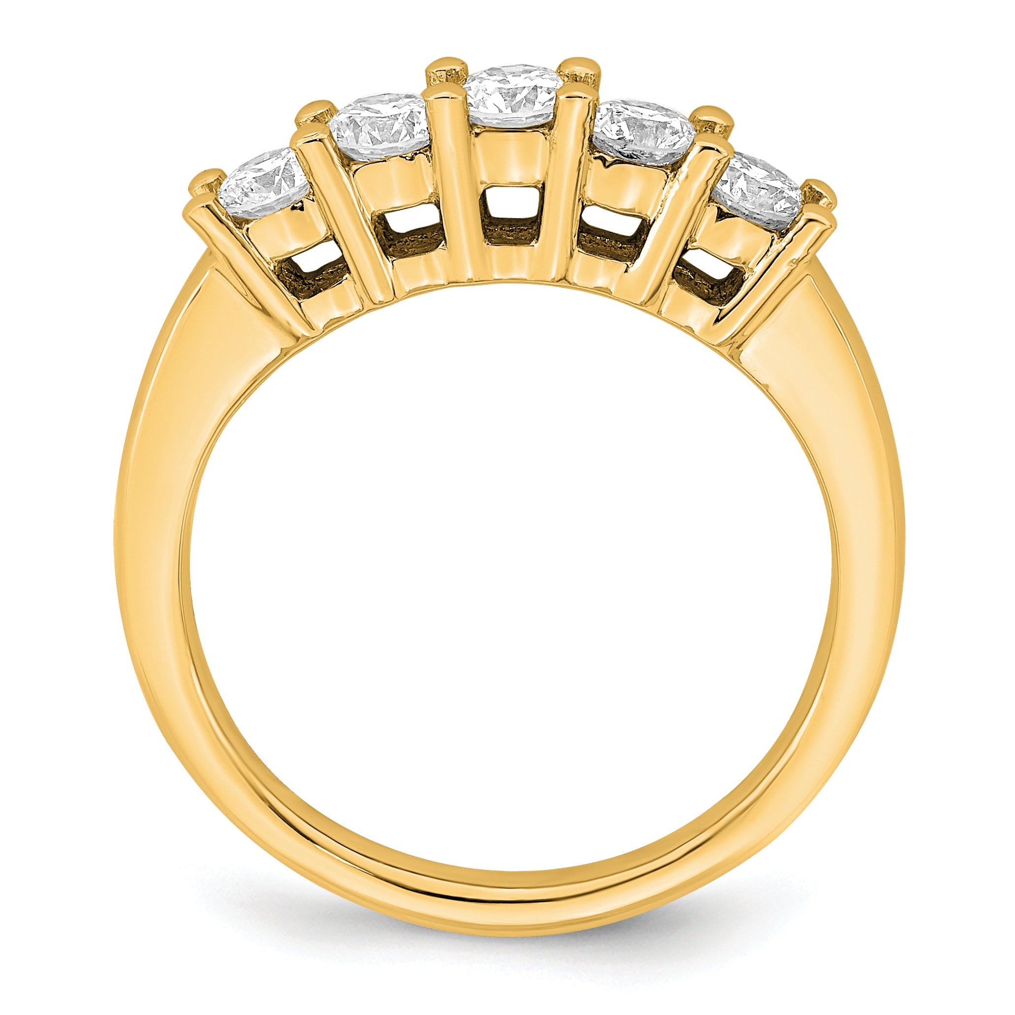 0.75ct. CZ Solid Real 14K Yellow Gold 5-Stone Wedding Band Ring