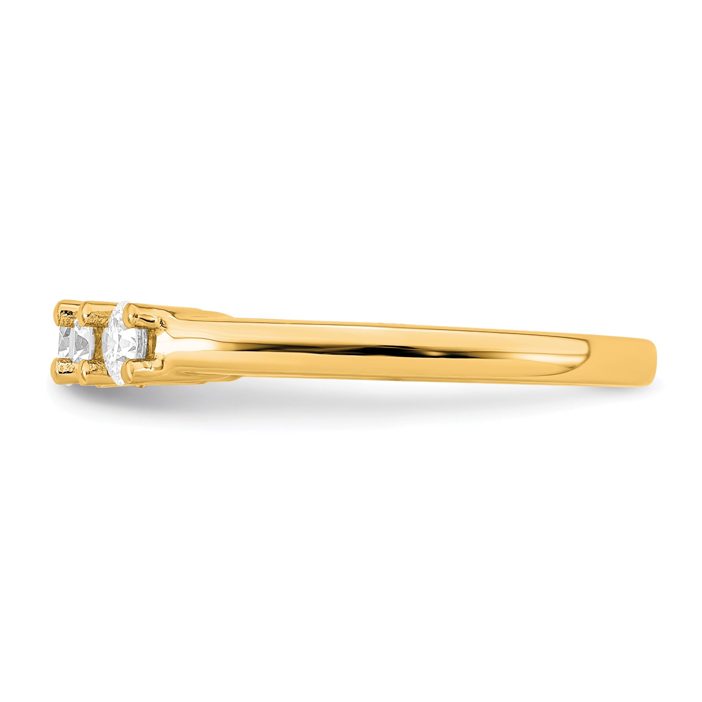 0.75ct. CZ Solid Real 14K Yellow Gold 5-Stone Wedding Band Ring