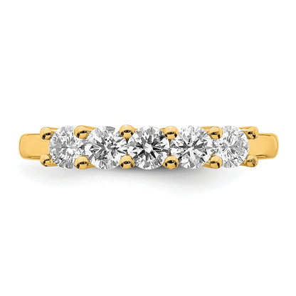 0.75ct. CZ Solid Real 14K Yellow Gold 5-Stone Wedding Band Ring