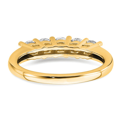 0.75ct. CZ Solid Real 14K Yellow Gold 5-Stone Wedding Band Ring