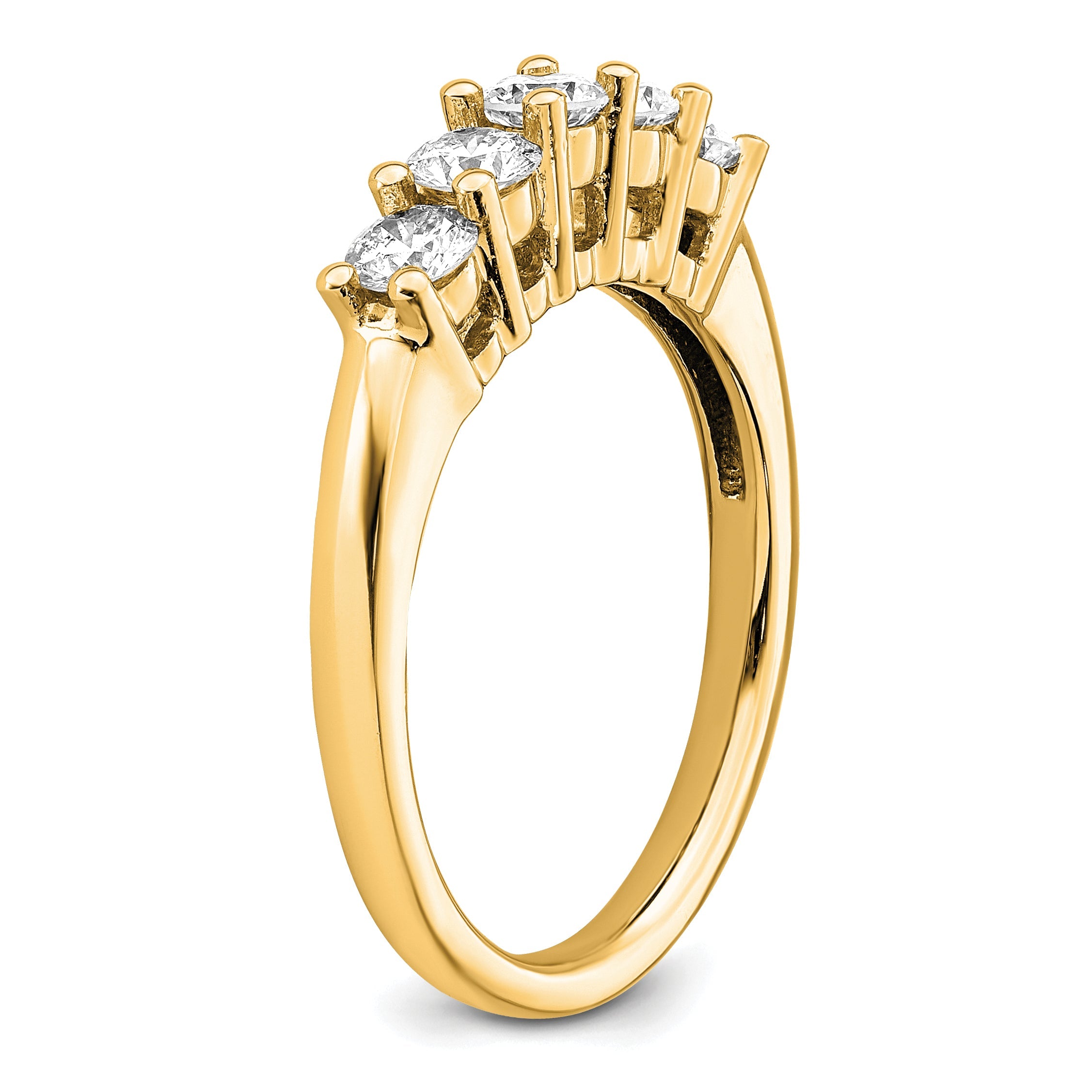 0.75ct. CZ Solid Real 14K Yellow Gold 5-Stone Wedding Band Ring