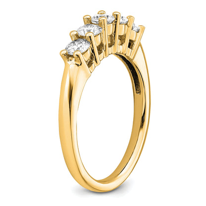 0.75ct. CZ Solid Real 14K Yellow Gold 5-Stone Wedding Band Ring