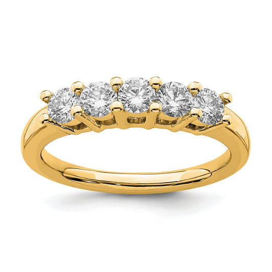 0.75ct. CZ Solid Real 14K Yellow Gold 5-Stone Wedding Band Ring