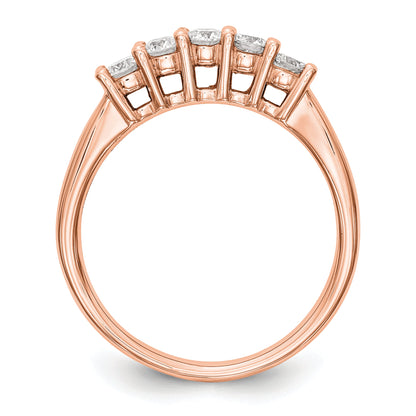 1.10ct. CZ Solid Real 14K Rose Gold 5-Stone Wedding Band Ring