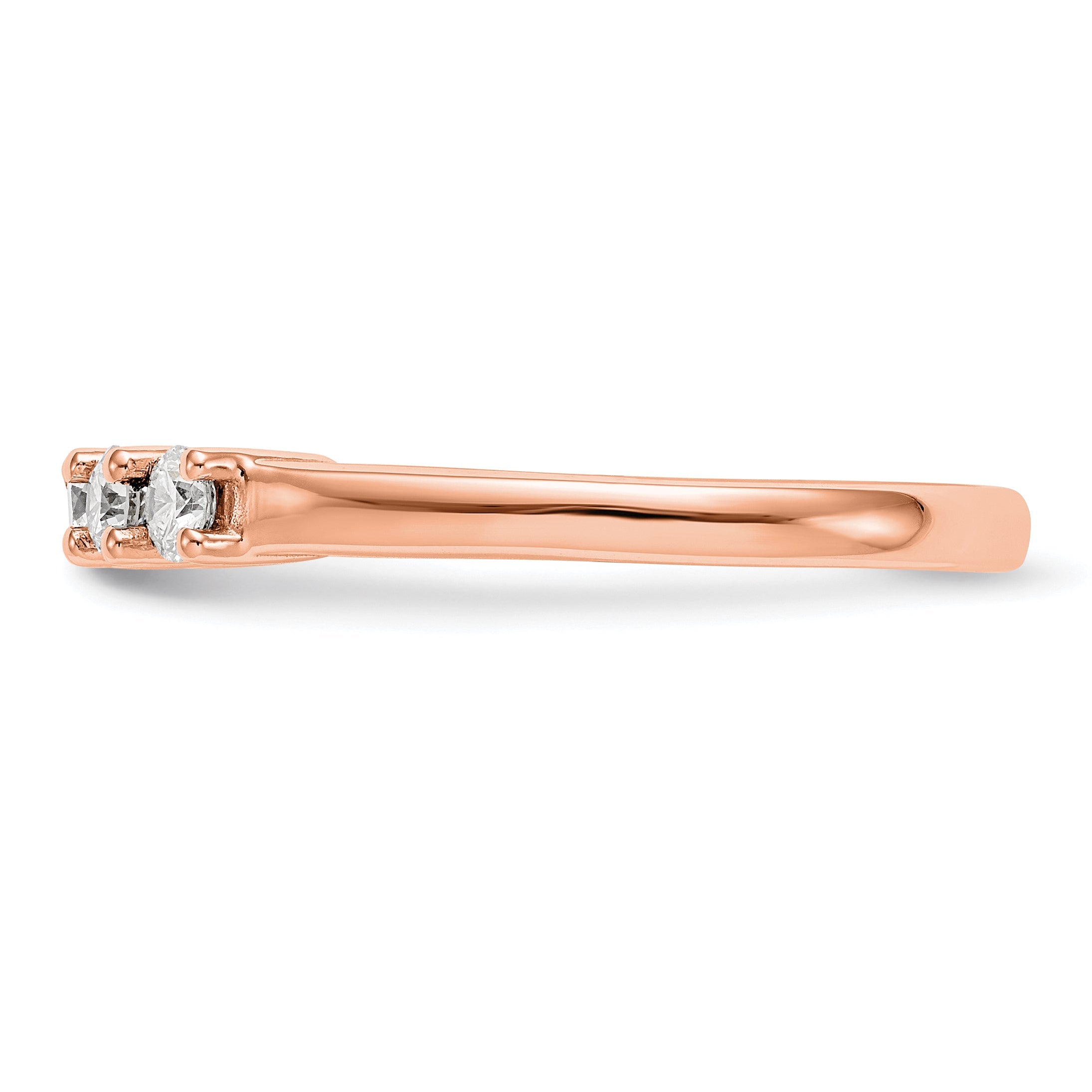1.10ct. CZ Solid Real 14K Rose Gold 5-Stone Wedding Band Ring
