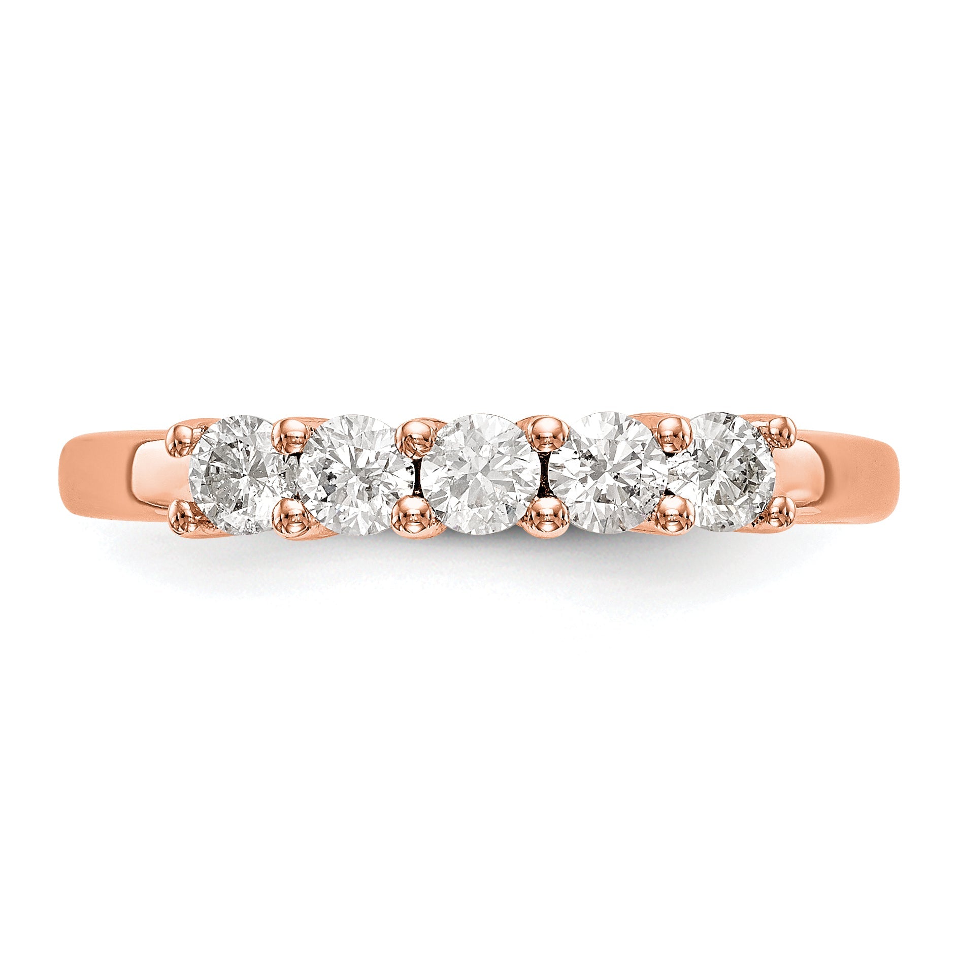 1.10ct. CZ Solid Real 14K Rose Gold 5-Stone Wedding Band Ring