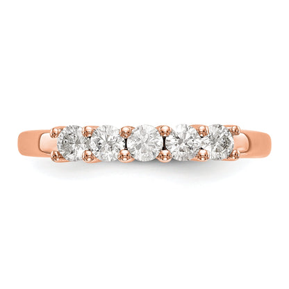1.10ct. CZ Solid Real 14K Rose Gold 5-Stone Wedding Band Ring
