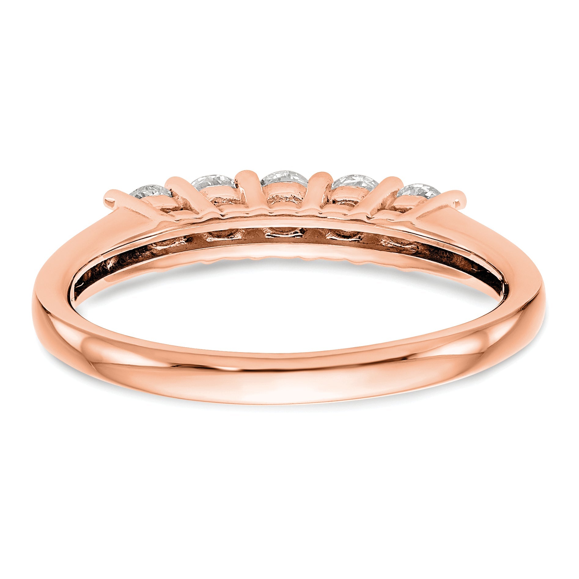 1.10ct. CZ Solid Real 14K Rose Gold 5-Stone Wedding Band Ring