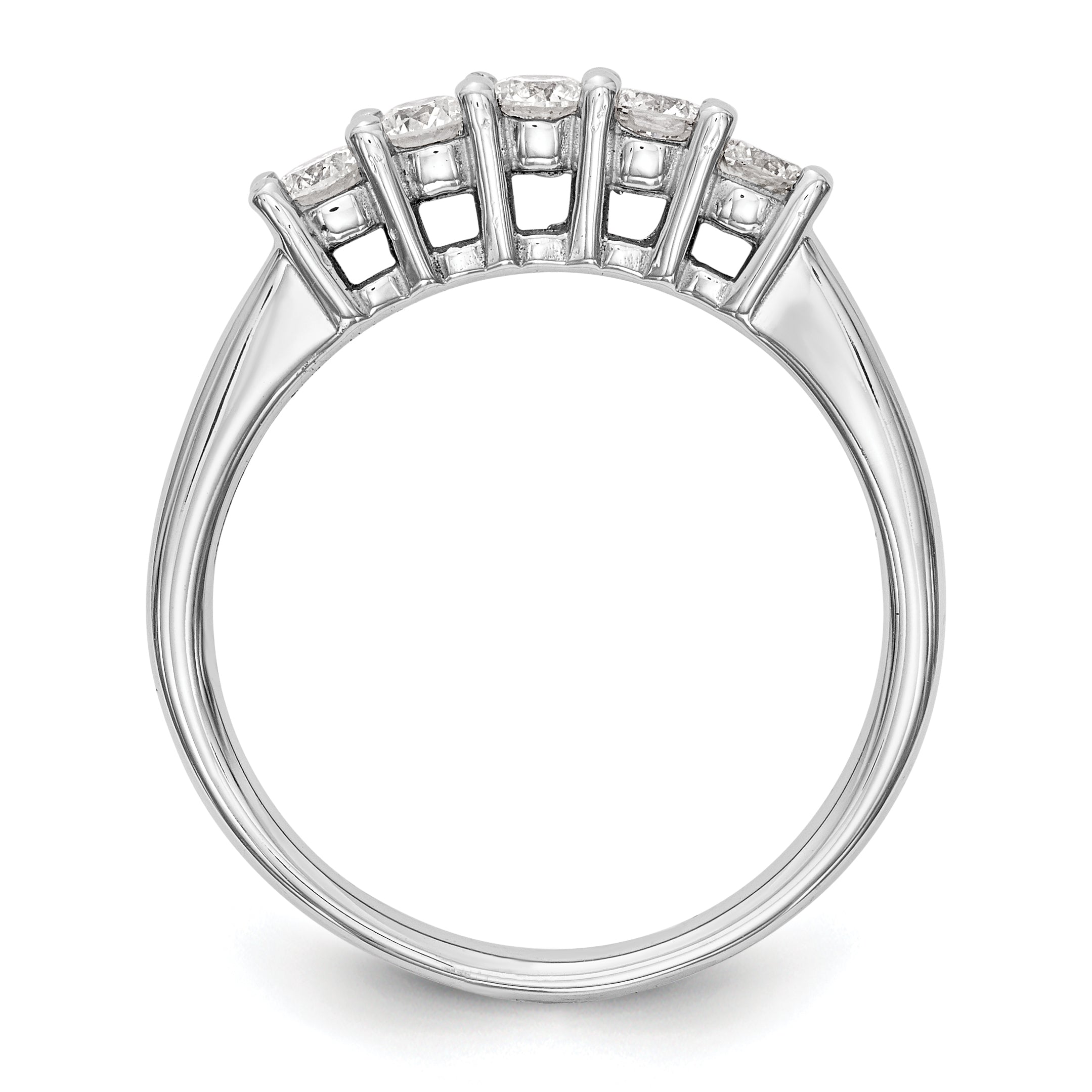 0.50ct. CZ Solid Real 14K White Gold 5-Stone Wedding Band Ring