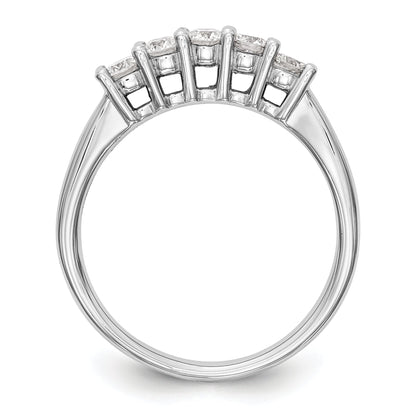 0.50ct. CZ Solid Real 14K White Gold 5-Stone Wedding Band Ring