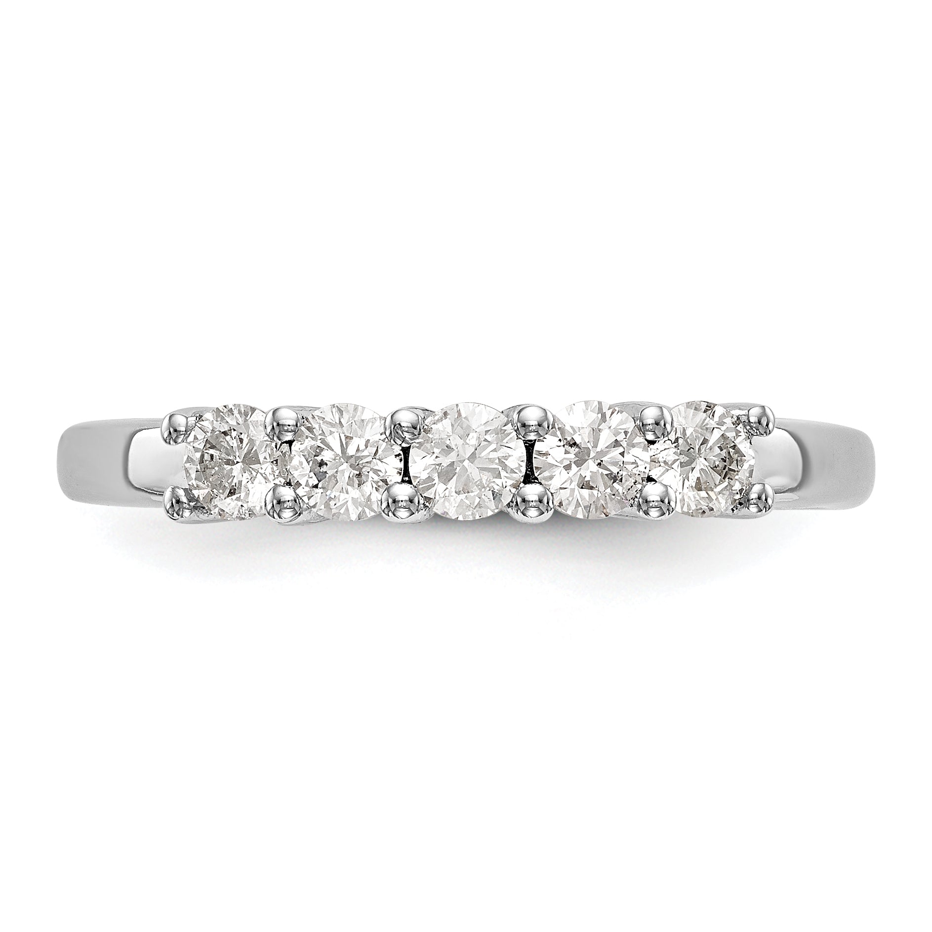 0.50ct. CZ Solid Real 14K White Gold 5-Stone Wedding Band Ring