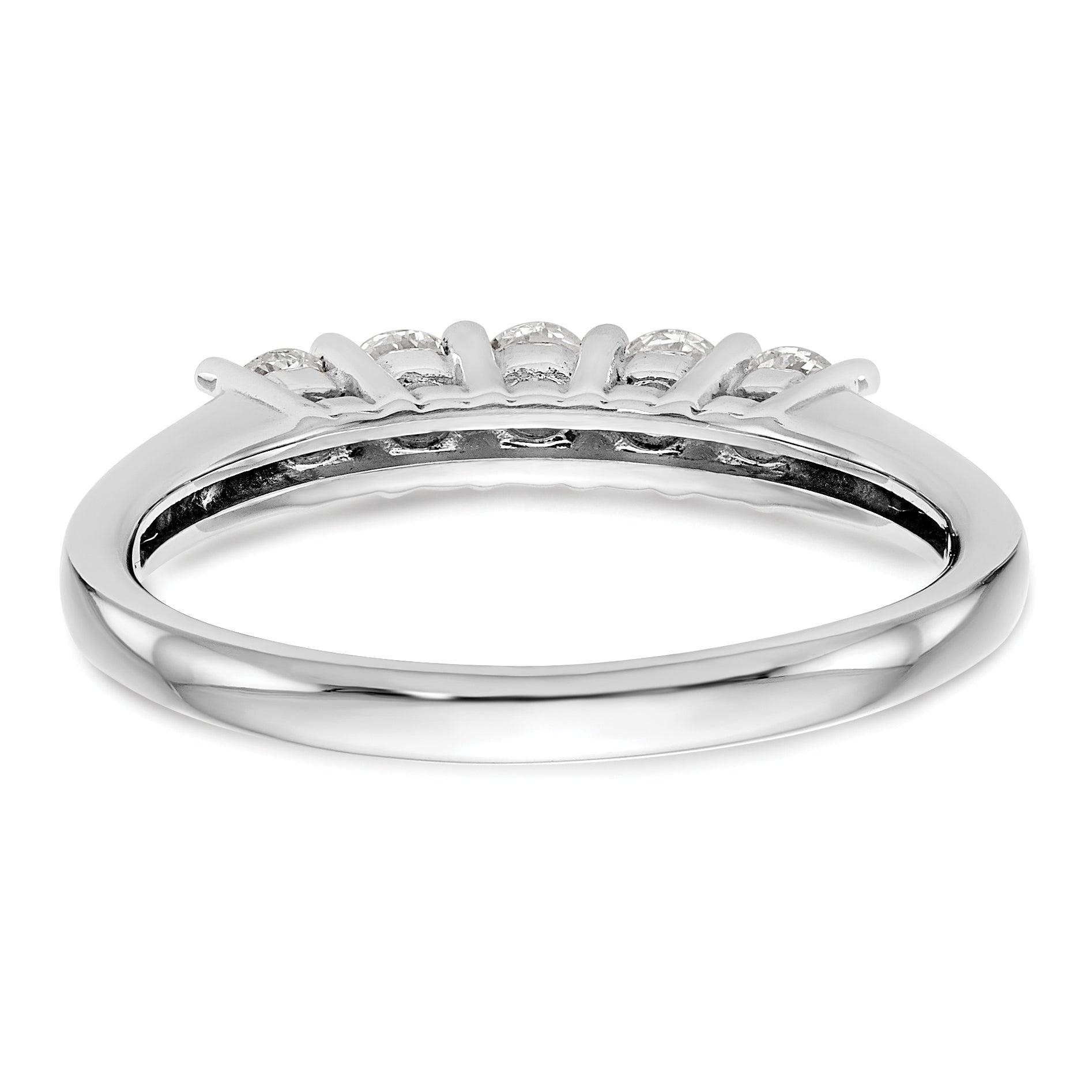 0.50ct. CZ Solid Real 14K White Gold 5-Stone Wedding Band Ring