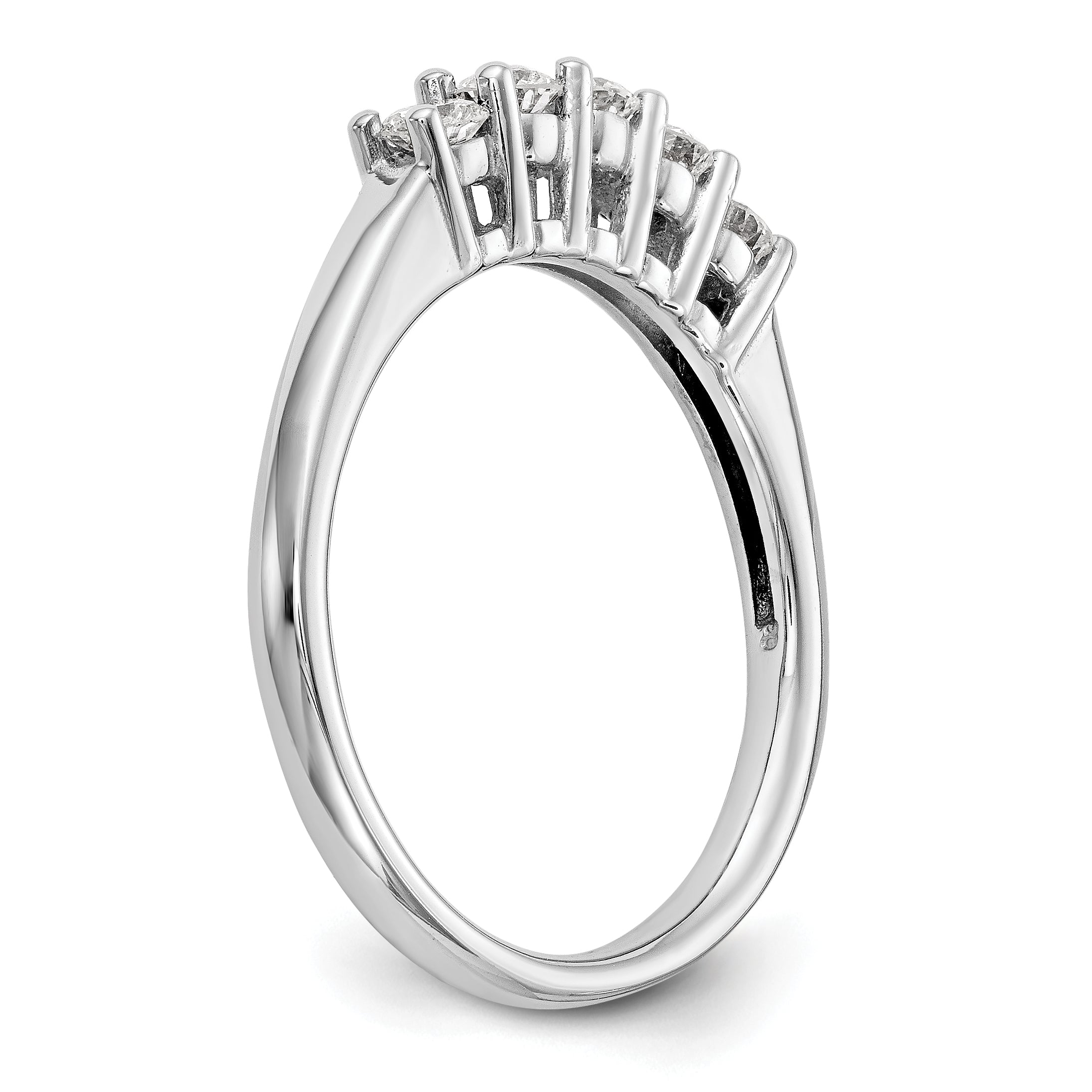 0.50ct. CZ Solid Real 14K White Gold 5-Stone Wedding Band Ring