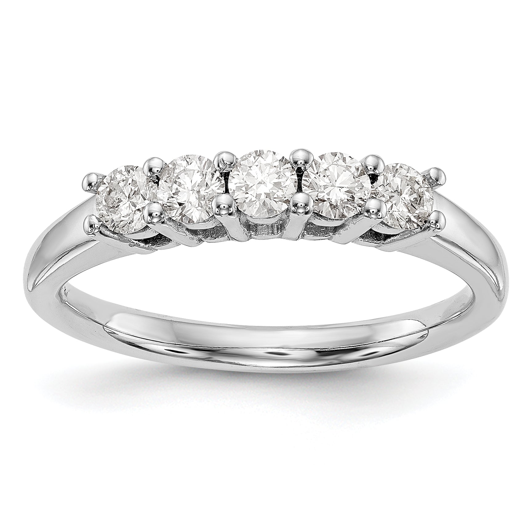 1.10ct. CZ Solid Real 14K White Gold 5-Stone Wedding Band Ring