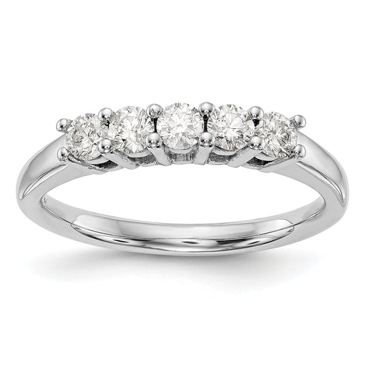 1.10ct. CZ Solid Real 14K White Gold 5-Stone Wedding Band Ring