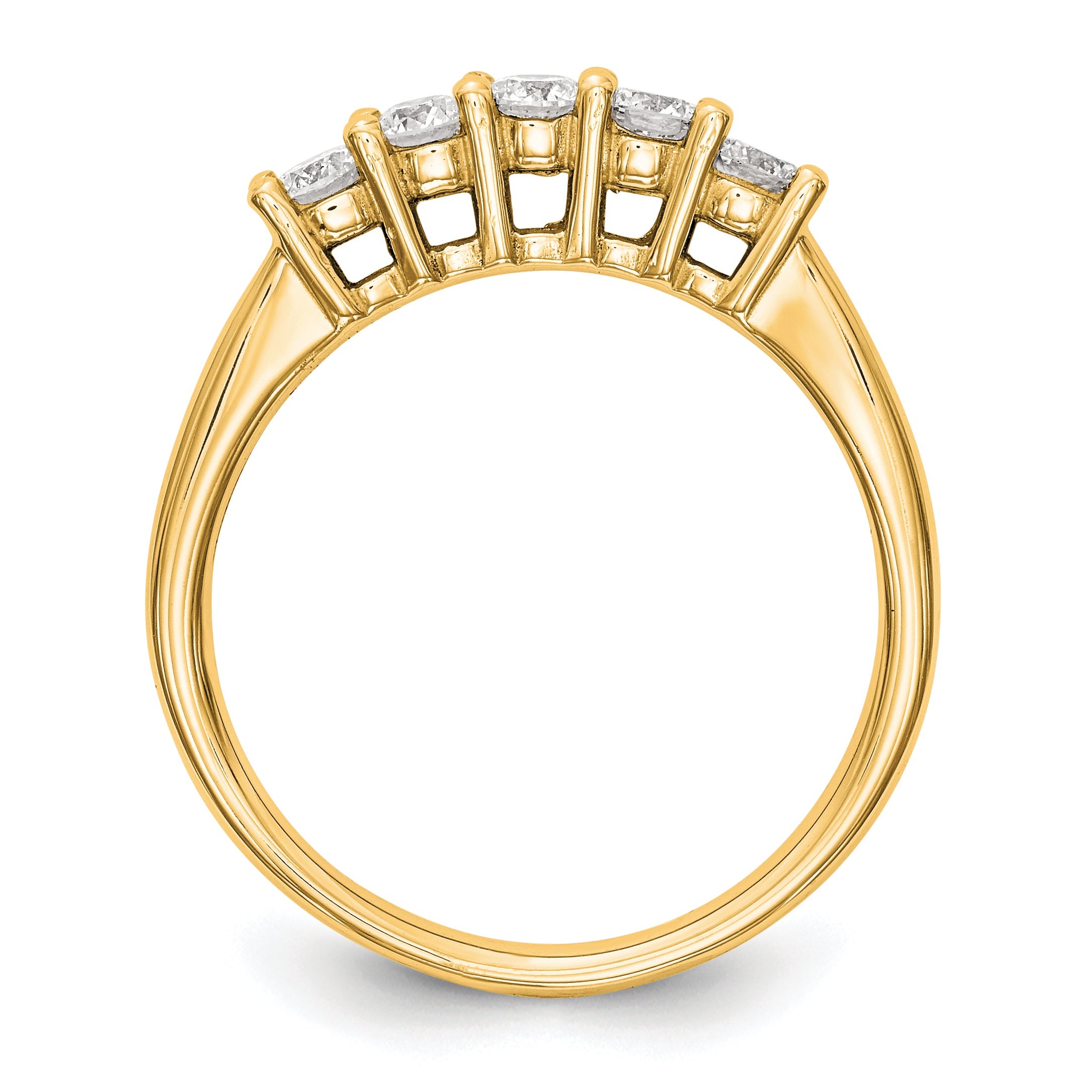 0.50ct. CZ Solid Real 14K Yellow Gold 5-Stone Wedding Band Ring