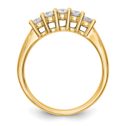 0.50ct. CZ Solid Real 14K Yellow Gold 5-Stone Wedding Band Ring
