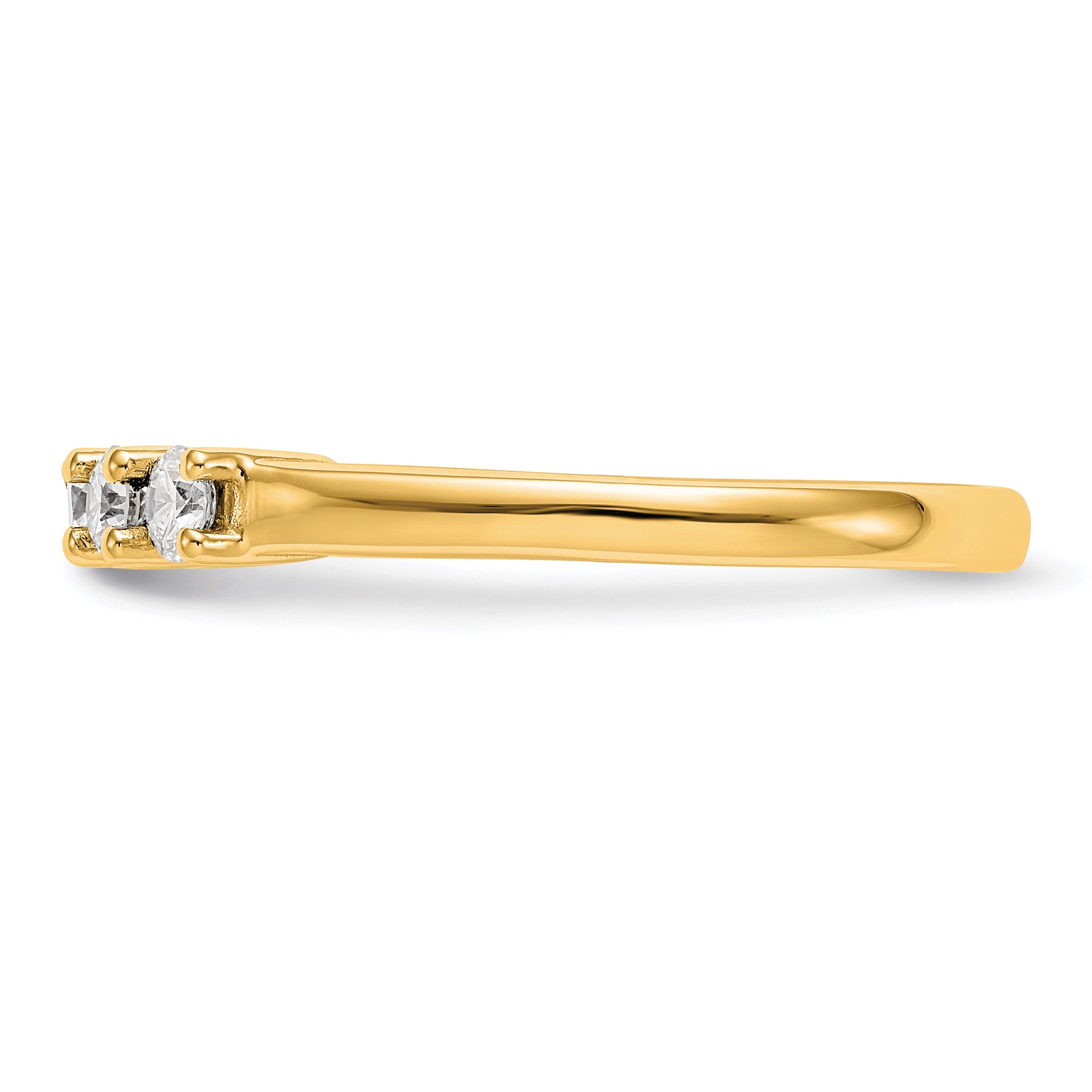 0.50ct. CZ Solid Real 14K Yellow Gold 5-Stone Wedding Band Ring