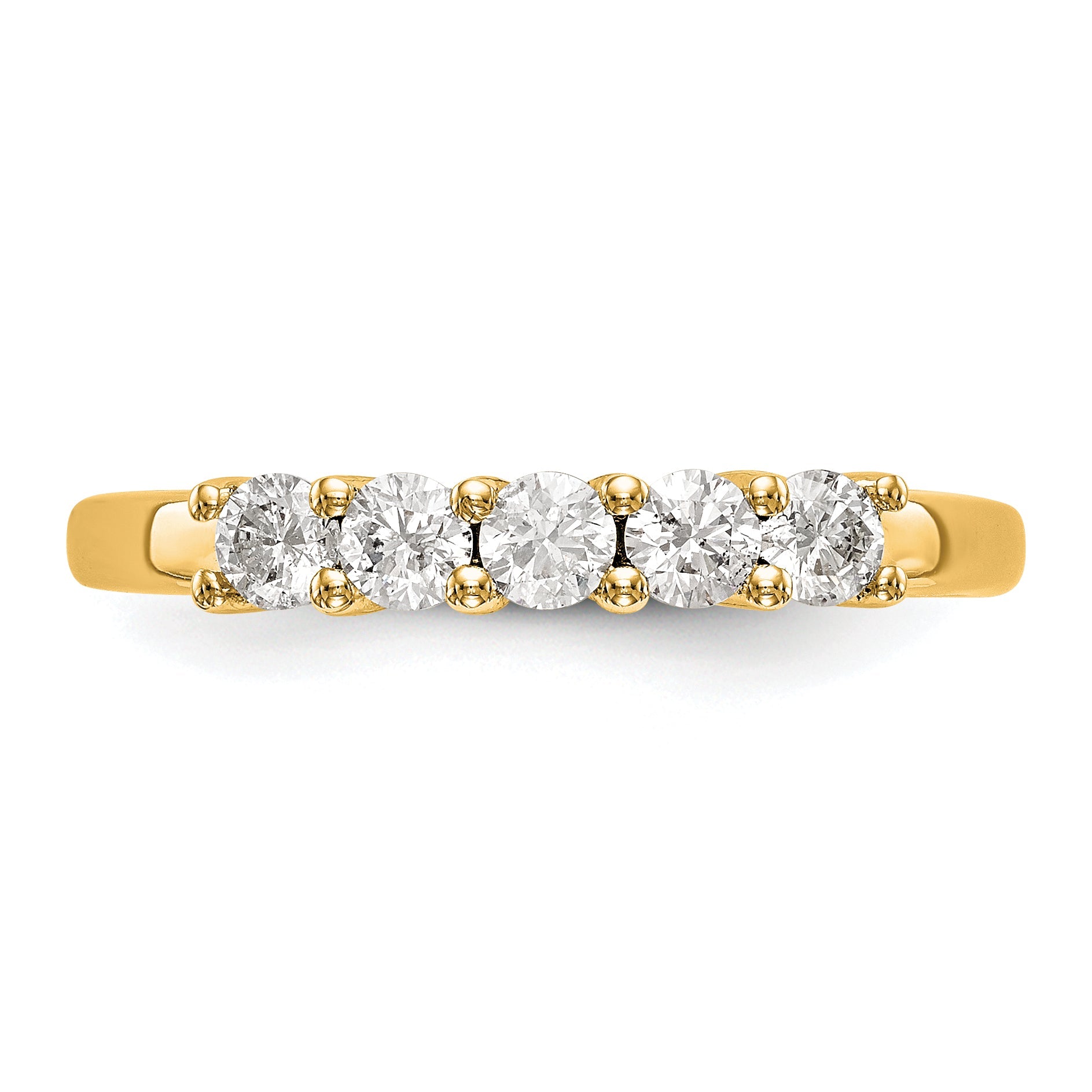 0.50ct. CZ Solid Real 14K Yellow Gold 5-Stone Wedding Band Ring