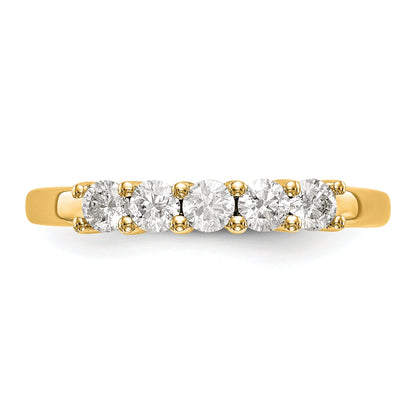 0.50ct. CZ Solid Real 14K Yellow Gold 5-Stone Wedding Band Ring