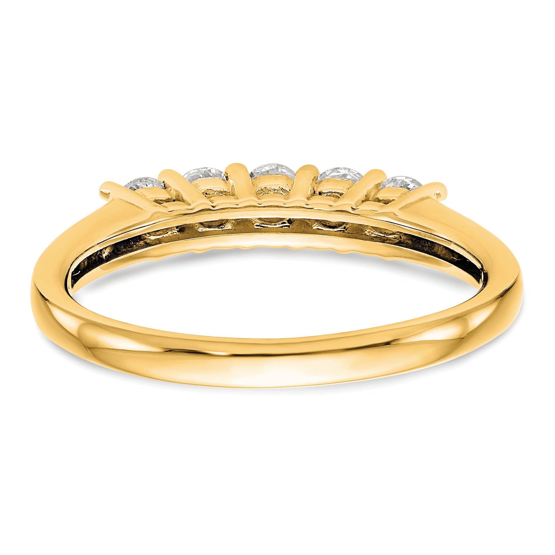 0.50ct. CZ Solid Real 14K Yellow Gold 5-Stone Wedding Band Ring