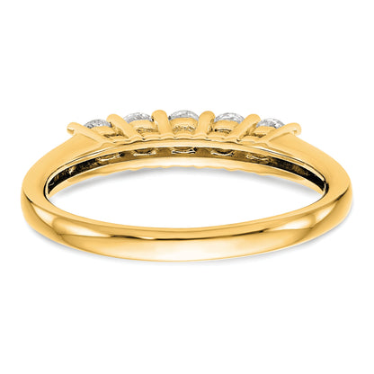 0.50ct. CZ Solid Real 14K Yellow Gold 5-Stone Wedding Band Ring