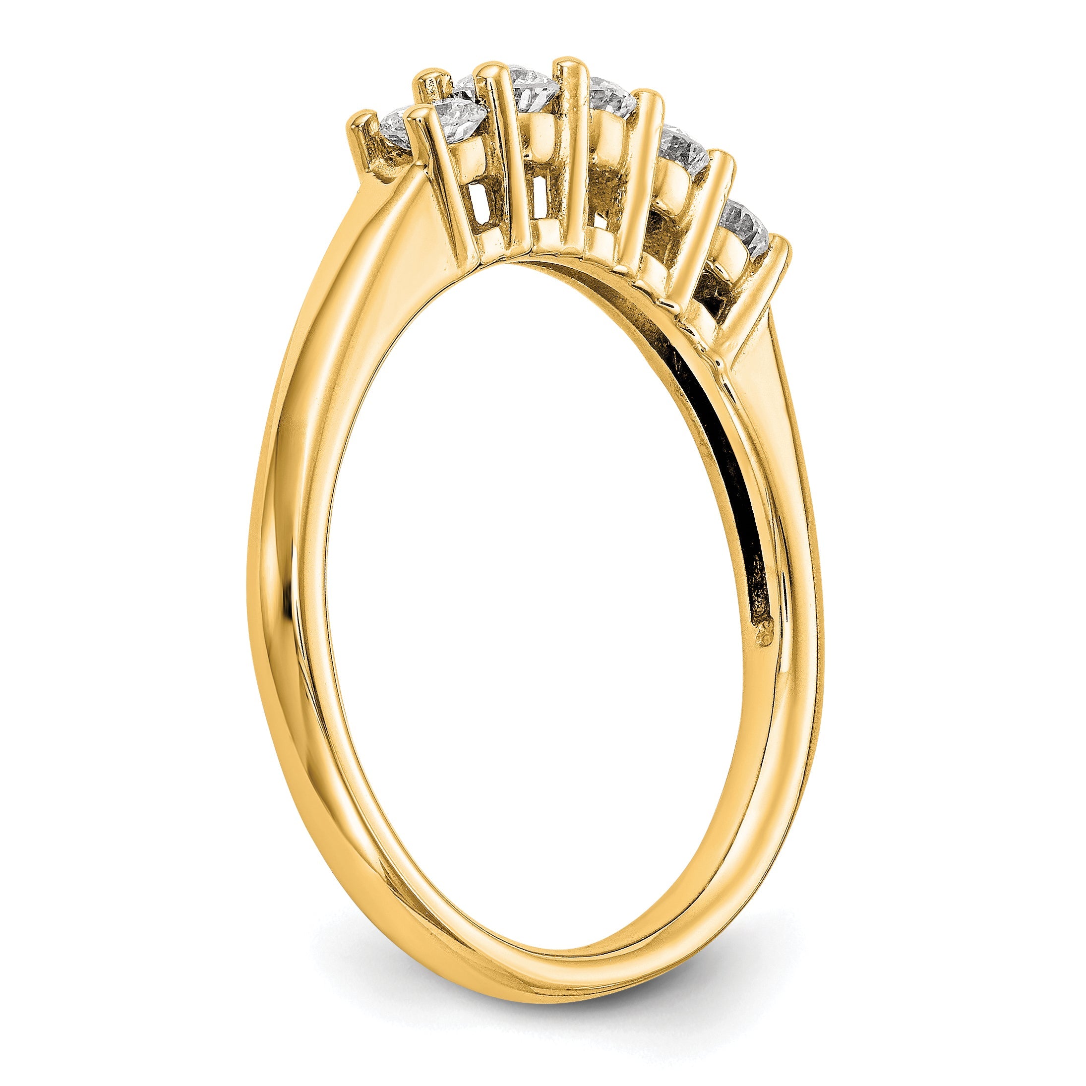 1.10ct. CZ Solid Real 14K Yellow Gold 5-Stone Wedding Band Ring