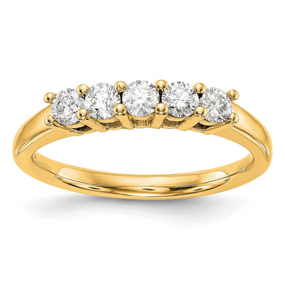 0.50ct. CZ Solid Real 14K Yellow Gold 5-Stone Wedding Band Ring