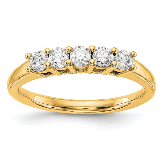 0.50ct. CZ Solid Real 14K Yellow Gold 5-Stone Wedding Band Ring