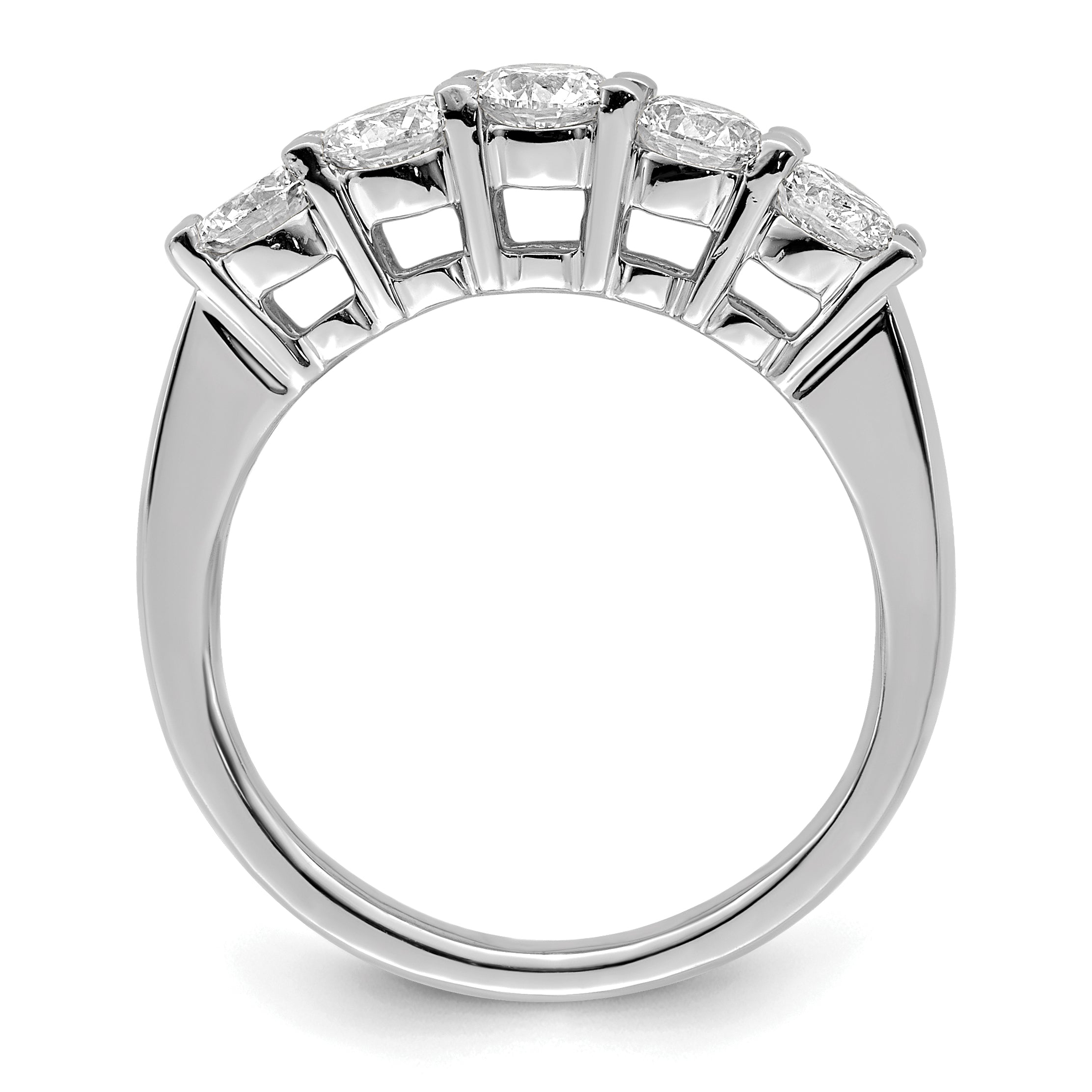 1.25ct. CZ Solid Real 14K White Gold 5-Stone Wedding Band Ring