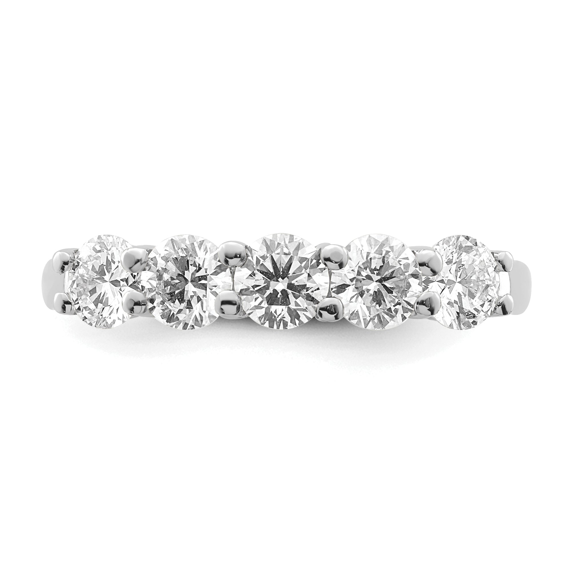 1.25ct. CZ Solid Real 14K White Gold 5-Stone Wedding Band Ring