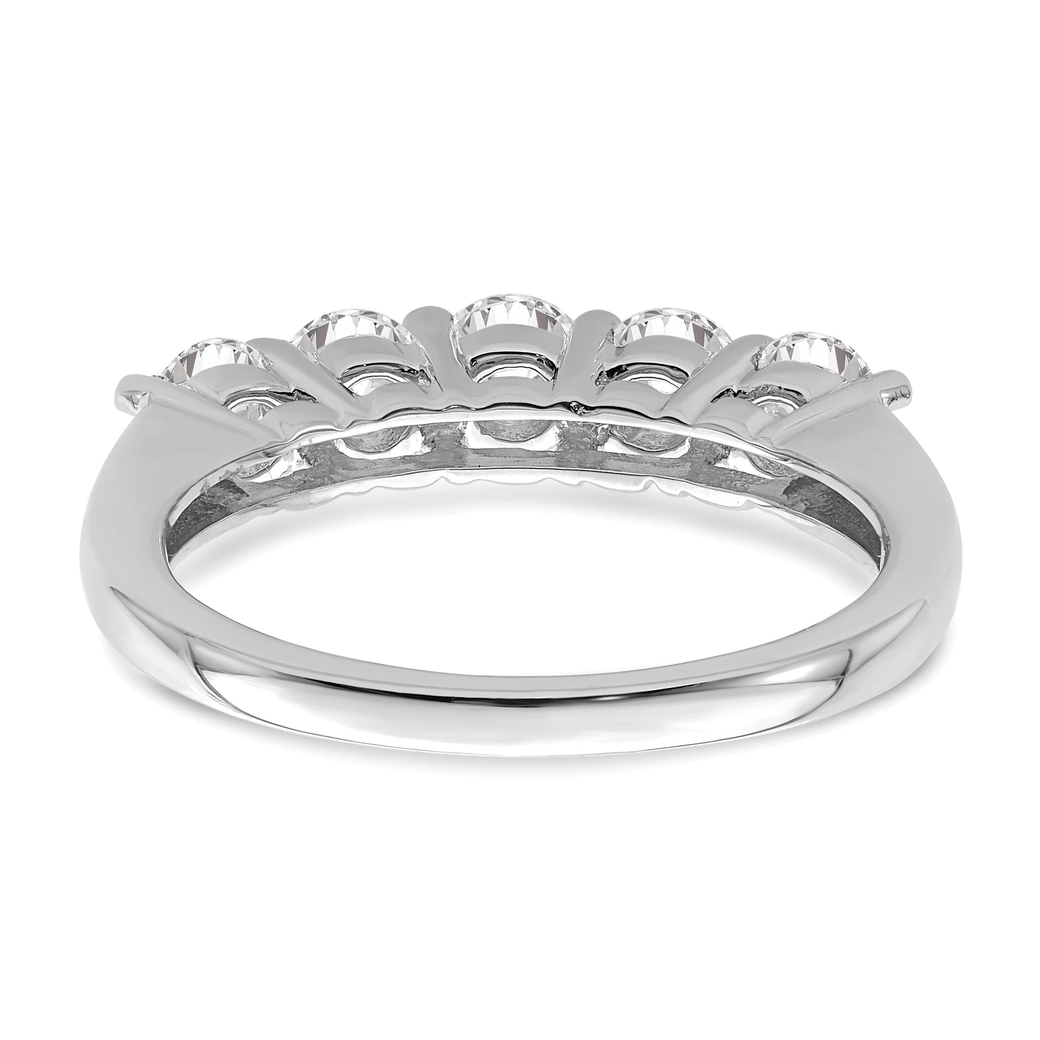 1.25ct. CZ Solid Real 14K White Gold 5-Stone Wedding Band Ring