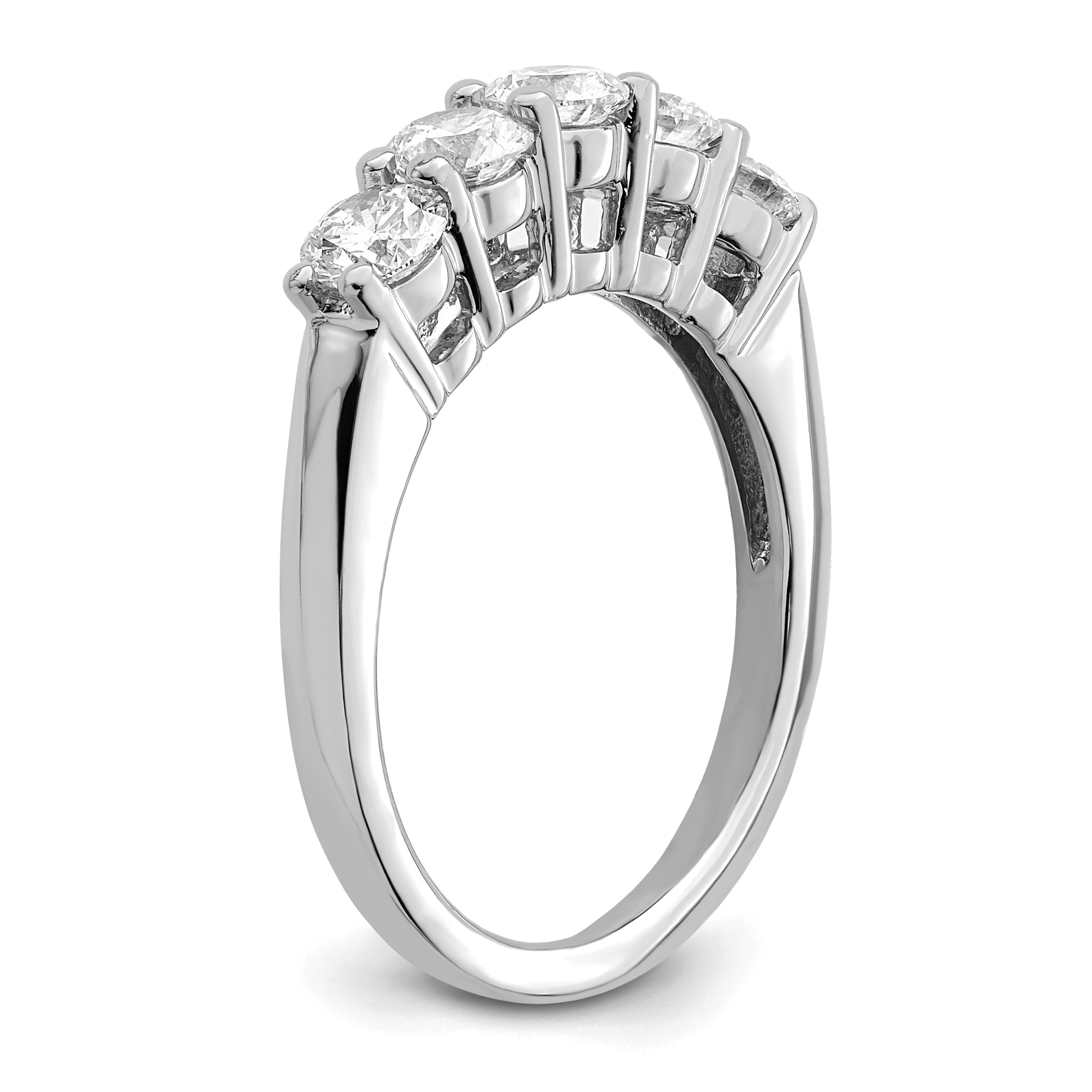 1.25ct. CZ Solid Real 14K White Gold 5-Stone Wedding Band Ring