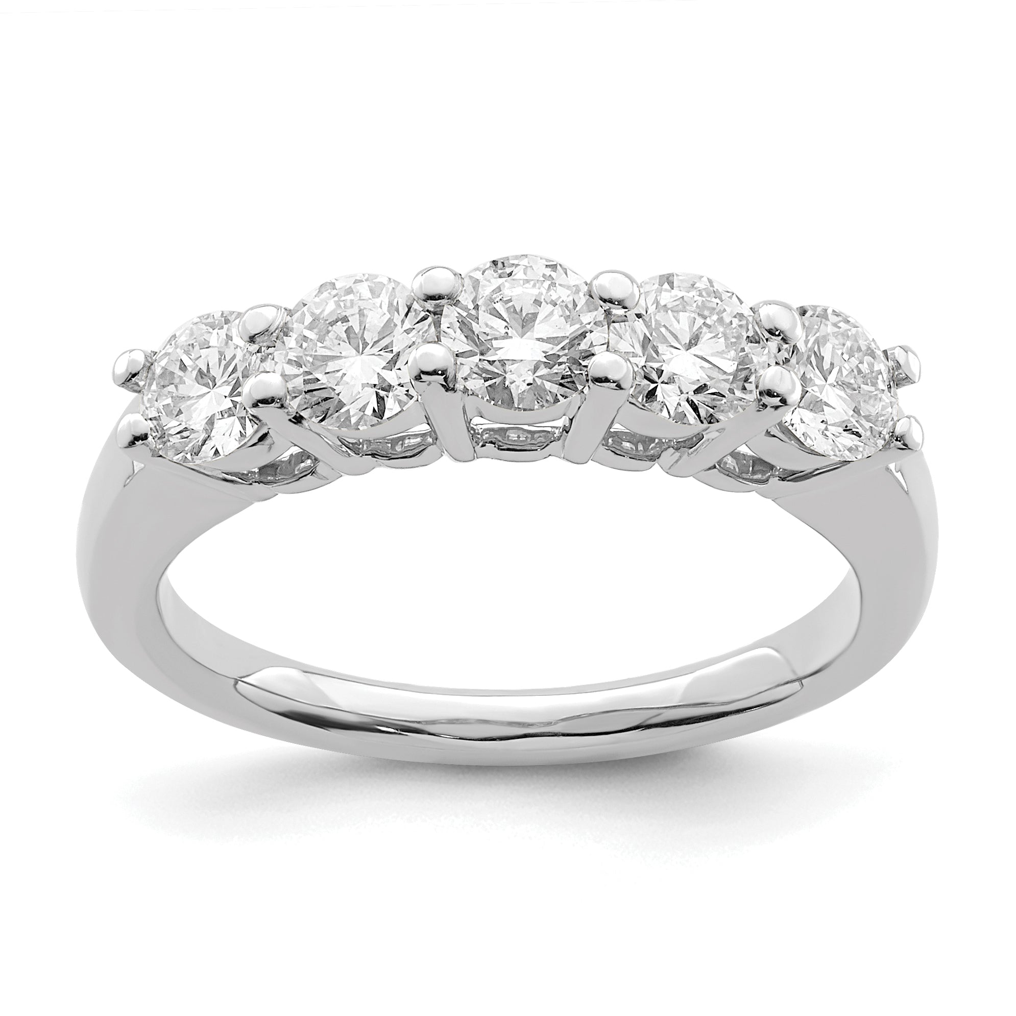 1.25ct. CZ Solid Real 14K White Gold 5-Stone Wedding Band Ring
