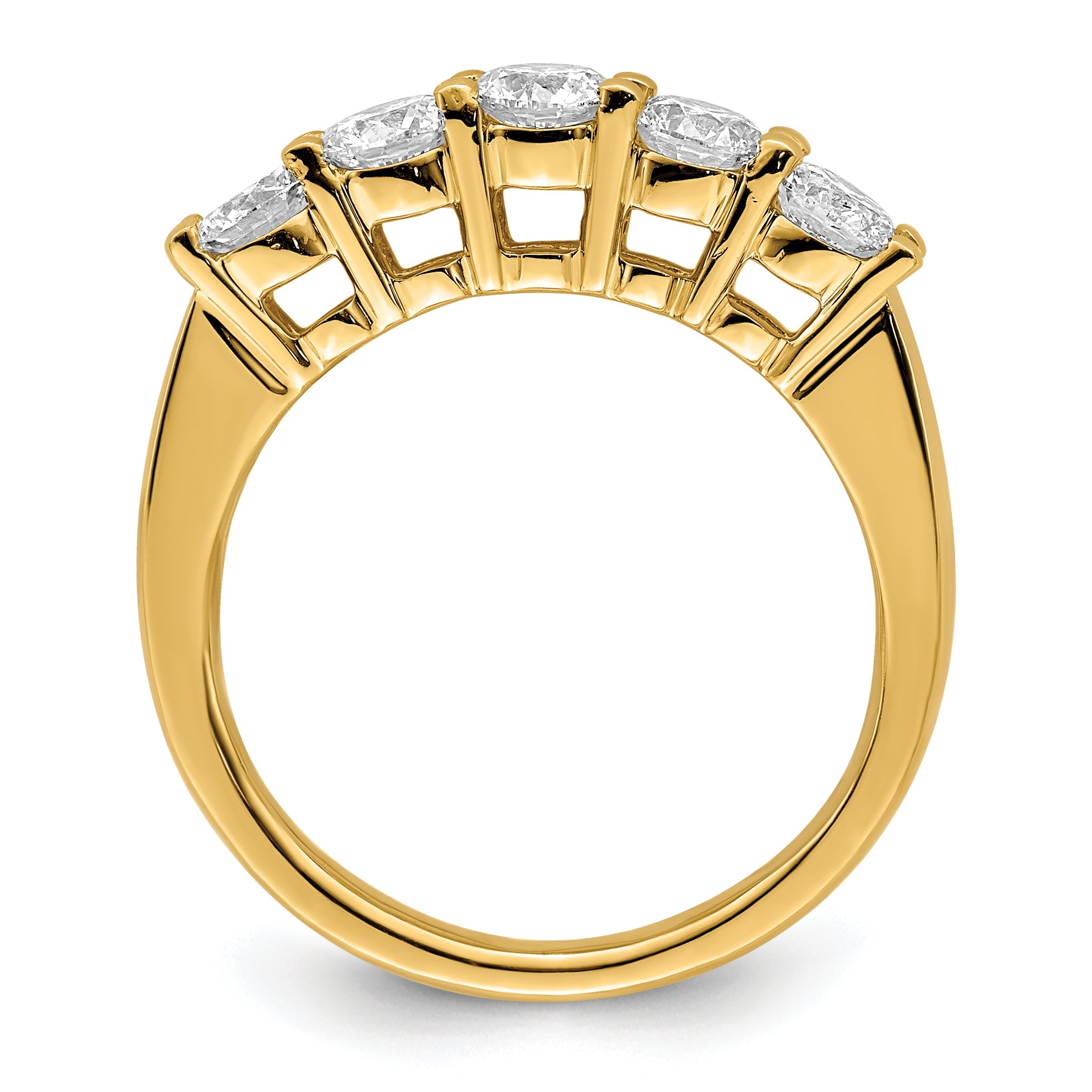 1.25ct. CZ Solid Real 14K Yellow Gold 5-Stone Wedding Band Ring