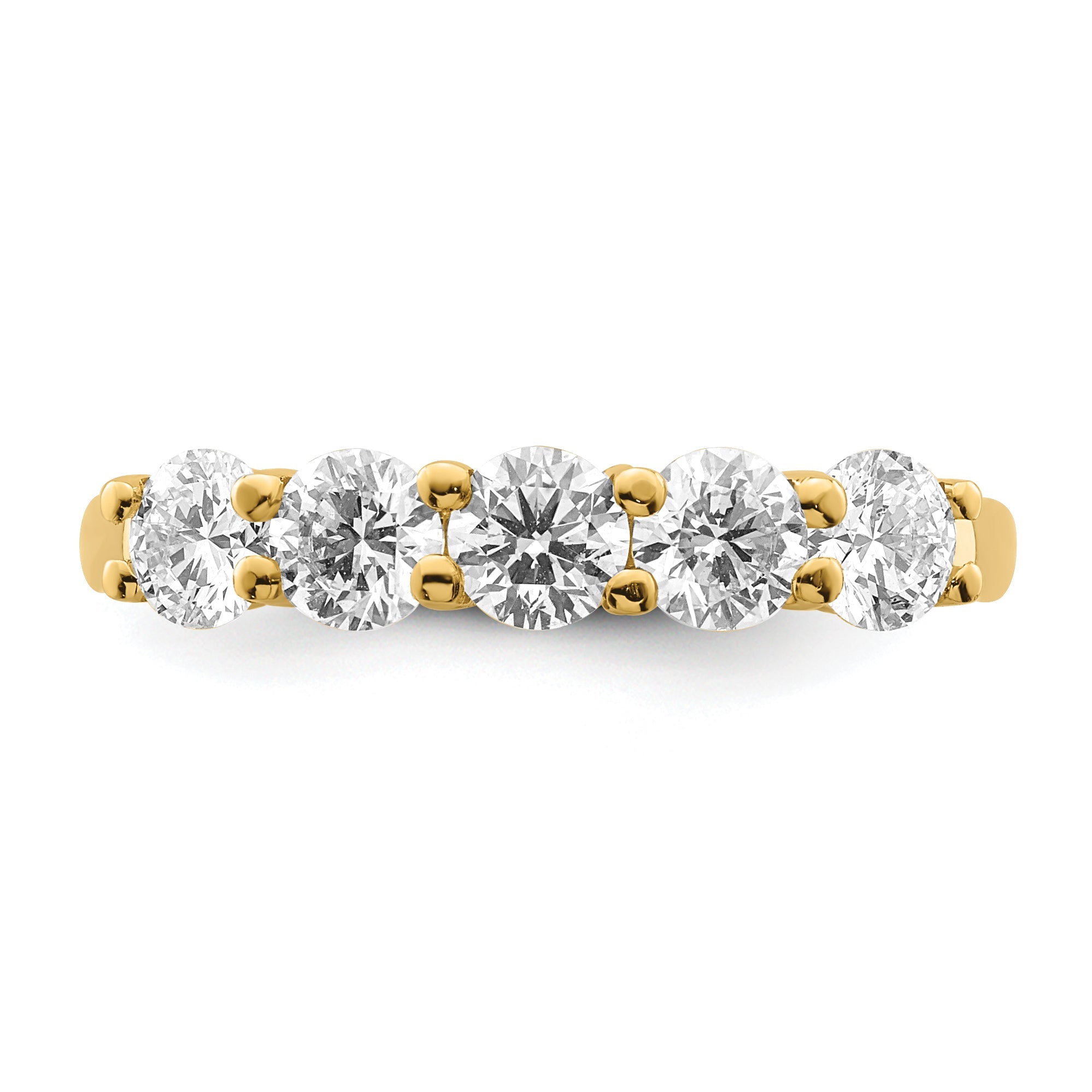 1.25ct. CZ Solid Real 14K Yellow Gold 5-Stone Wedding Band Ring