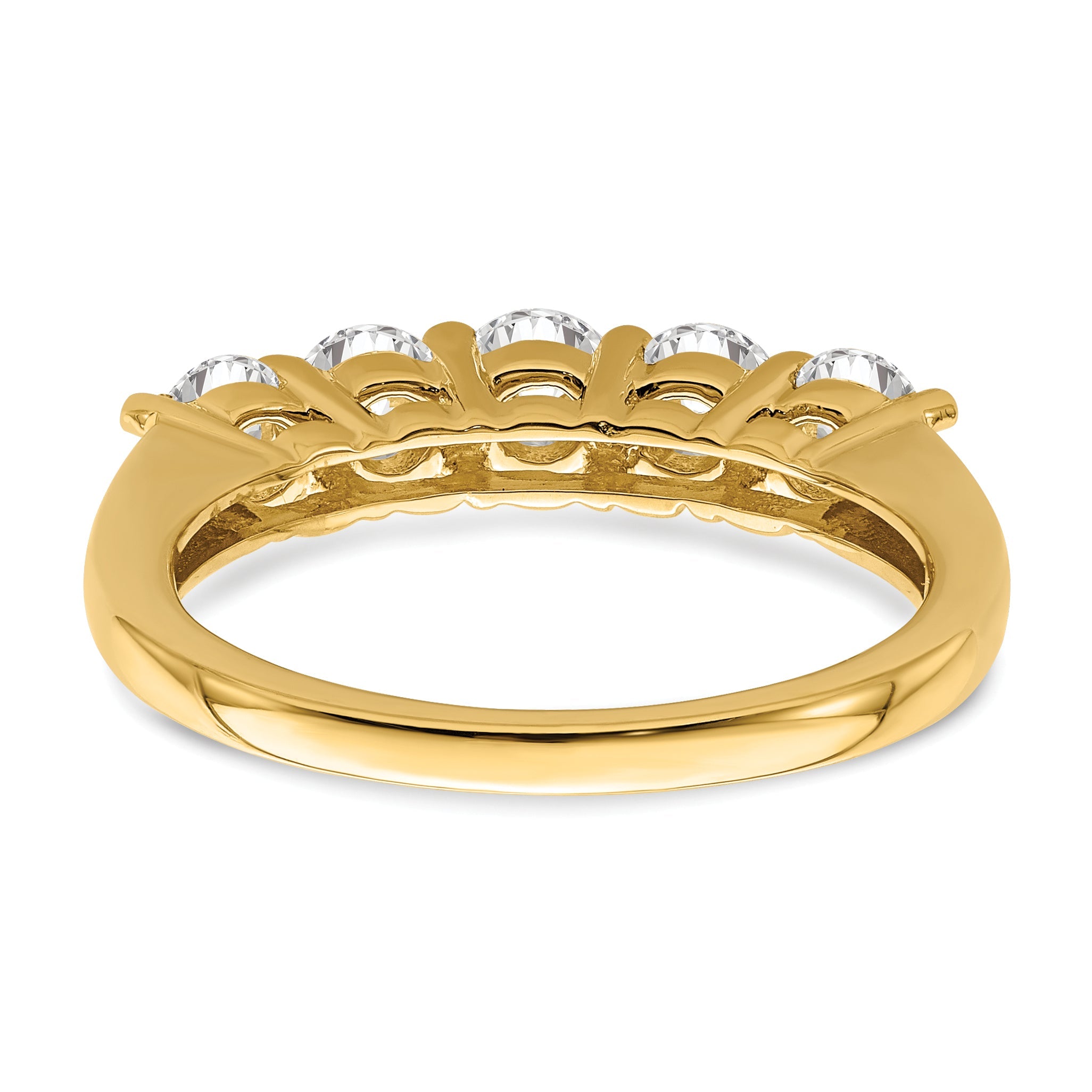 1.25ct. CZ Solid Real 14K Yellow Gold 5-Stone Wedding Band Ring