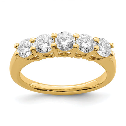 1.25ct. CZ Solid Real 14K Yellow Gold 5-Stone Wedding Band Ring