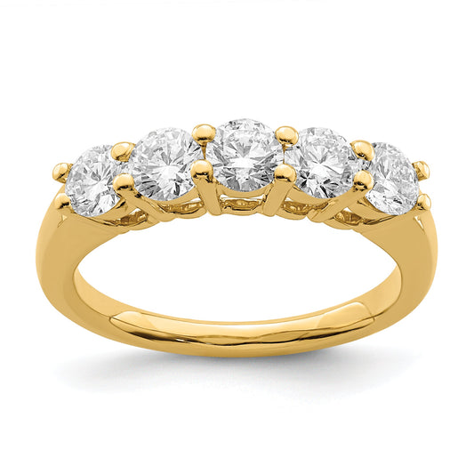 1.25ct. CZ Solid Real 14K Yellow Gold 5-Stone Wedding Band Ring