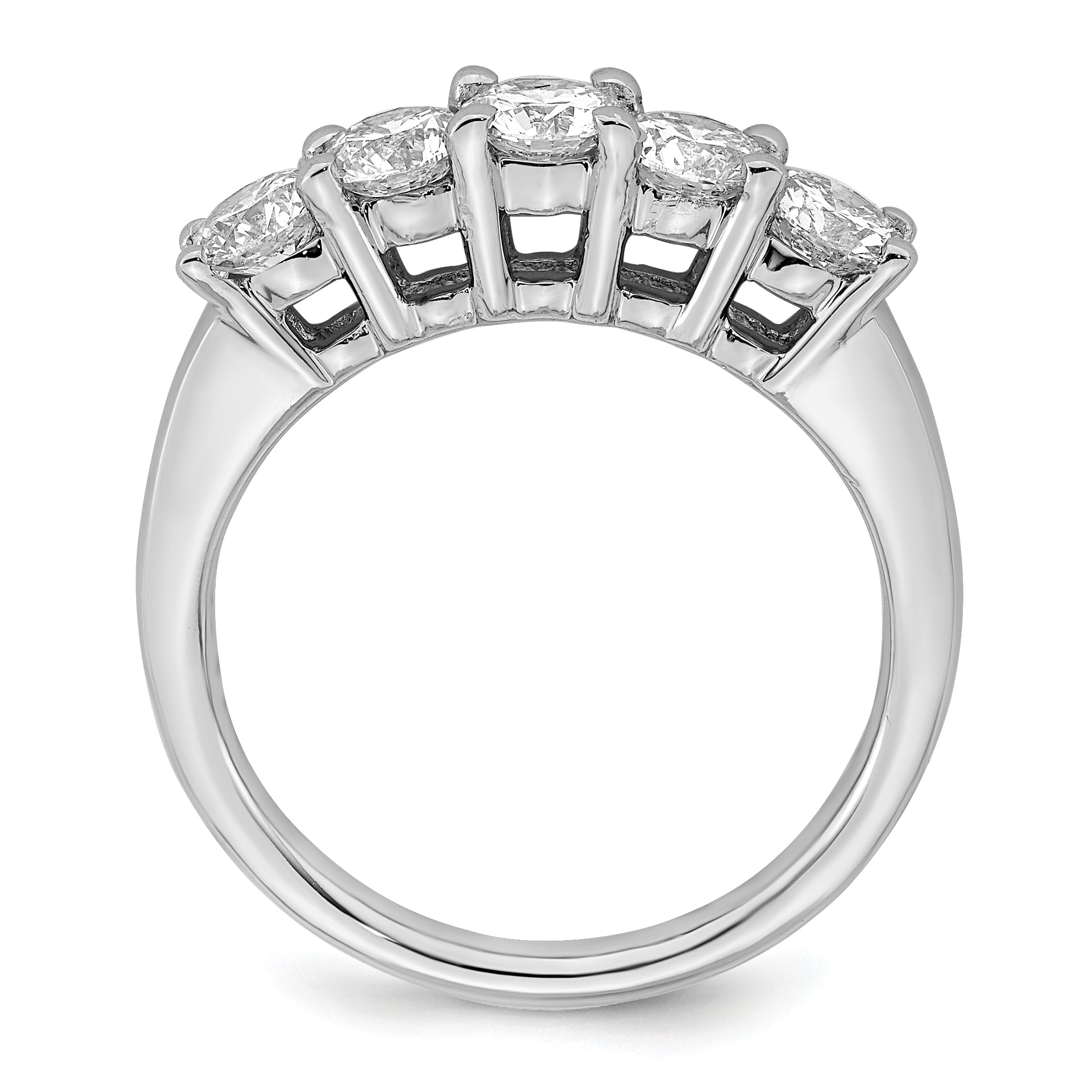1.50ct. CZ Solid Real 14K White Gold 5-Stone Wedding Band Ring