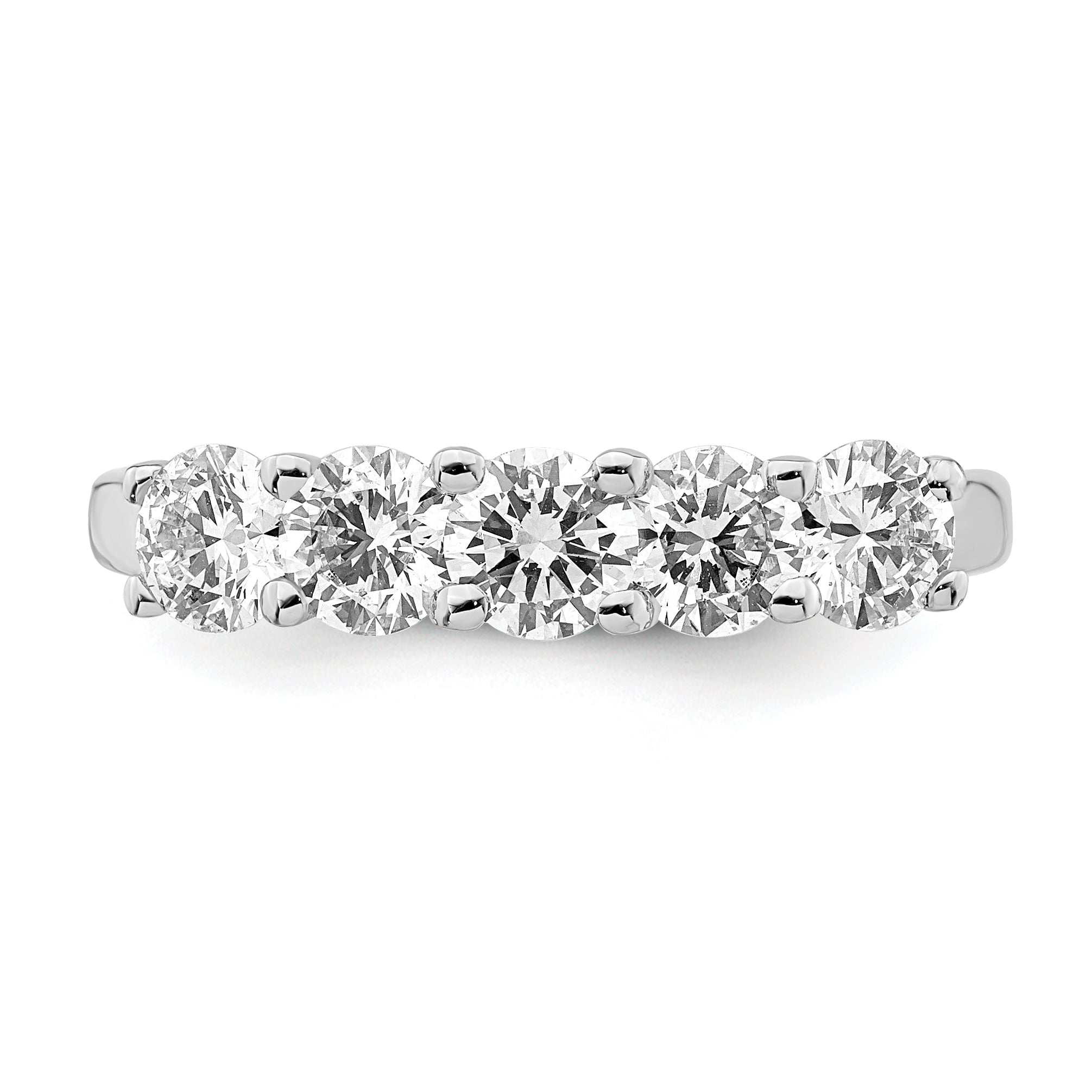 1.50ct. CZ Solid Real 14K White Gold 5-Stone Wedding Band Ring