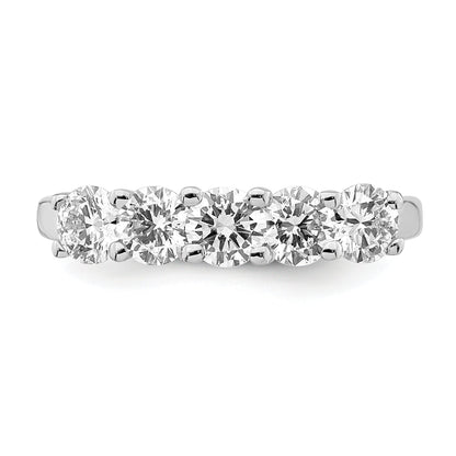 1.50ct. CZ Solid Real 14K White Gold 5-Stone Wedding Band Ring