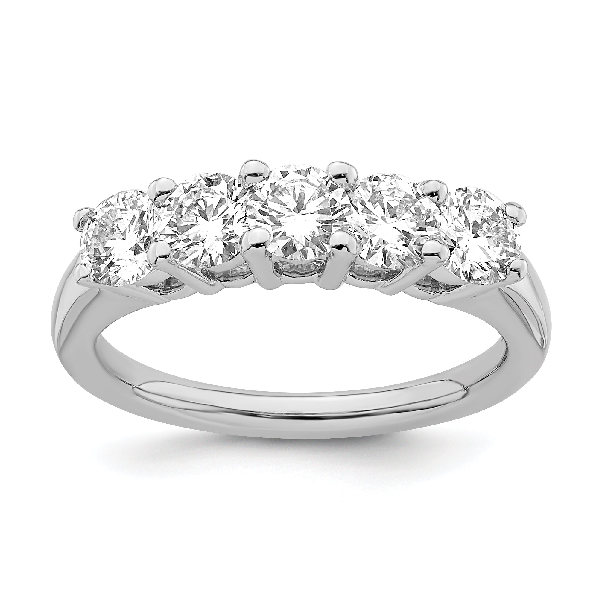 1.50ct. CZ Solid Real 14K White Gold 5-Stone Wedding Band Ring