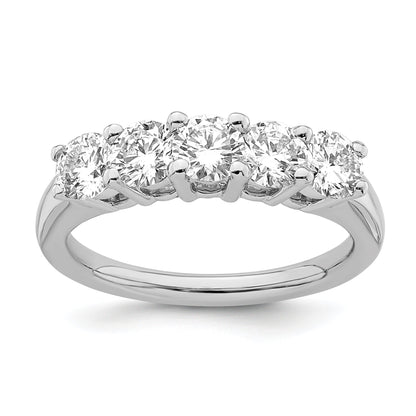 1.50ct. CZ Solid Real 14K White Gold 5-Stone Wedding Band Ring