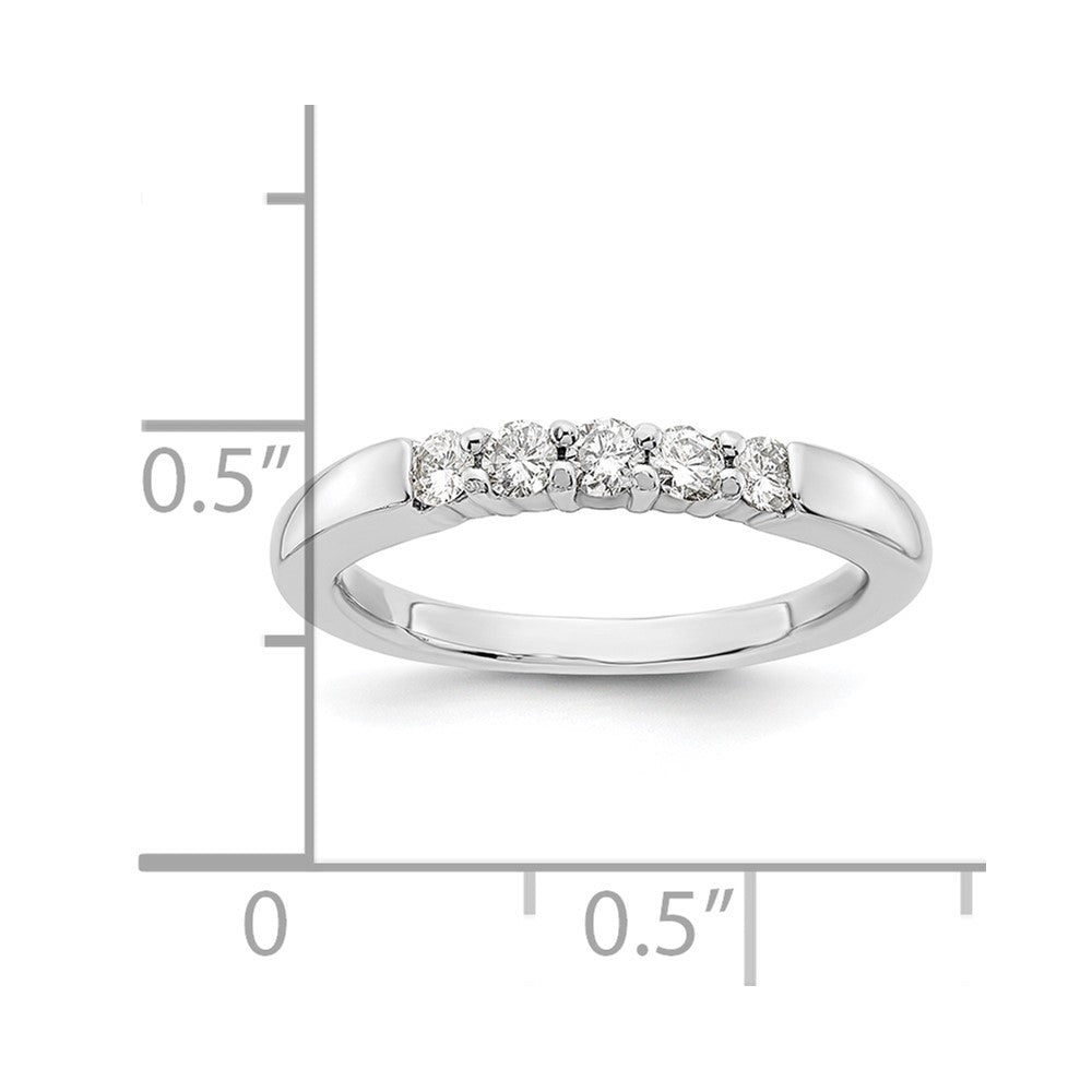14K White Gold 5-Stone Real Diamond Band