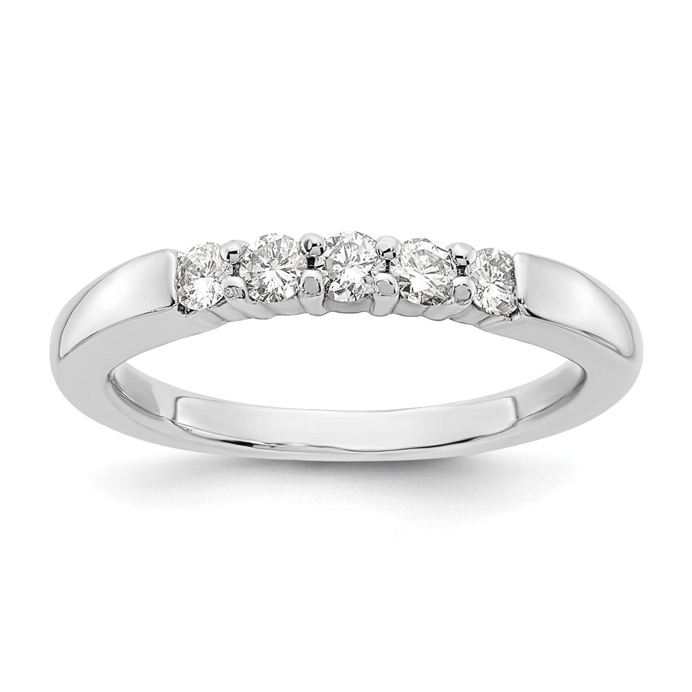 14K White Gold 5-Stone Real Diamond Band